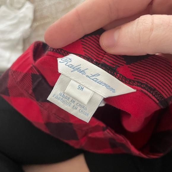 Ralph Lauren Ruffled Shirt and Checkered Holiday Pants - Picture 2 of 5